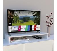 Henor Support TV en Bois FSC® élévateur d'écran TV 85 x 35 x 12 cm. Meuble TV supporte 50 kg. Blanc.
