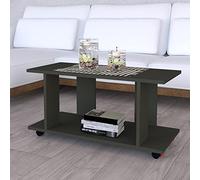 Henor Table Basse à roulettes Bois FSC® Mod.Pilar. 90 x 40 x 45.5 cm. Roues rotatives à 360º avec Frein Graphite