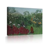Henri Rousseau Art mural Forêt tropicale Singes 90x110cm