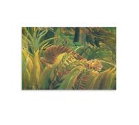 Henri Rousseau Poster sur toile représentant le tigre dans une tempête tropicale - Décoration d'intérieur - 50 x 75 cm