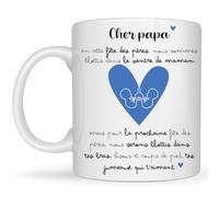 henrietteandco - Mug Futur Parent Personnalisé | Cadeau Annonce Grossesse Original Futur Papa Future Maman Bébé Unique ou Jumeaux | Tasse 330ml Céramique Blanc (Futur Papa - Jumeaux)