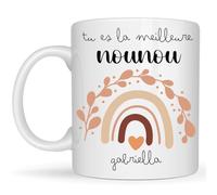 henrietteandco - Mug Nounou Personnalisé Cadeau Original Remerciement | Tasse Prénom Assistante Maternelle 330ml Céramique Blanc | Idée Cadeau Fin Contrat Année