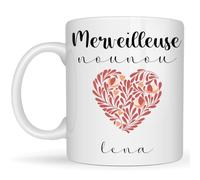 henrietteandco - Mug Nounou Personnalisé Cadeau Original Remerciement | Tasse Prénom Assistante Maternelle 330ml Céramique Blanc | Idée Cadeau Fin Contrat Année (Merveilleuse)
