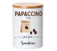 henrietteandco Pot à Café Papa Personnalisé avec Prénom | Cadeau Original Fête des Pères ou Anniversaire | Boîte de Rangement Céramique pour Capsules, Dosettes, Café | Fabriqué en France (Papaccino)
