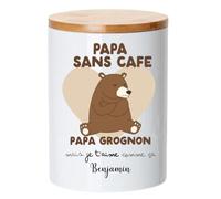 henrietteandco Pot à Café Papa Personnalisé avec Prénom | Cadeau Original Fête des Pères ou Anniversaire | Boîte de Rangement Céramique pour Capsules, Dosettes, Café | Fabriqué en France