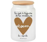henrietteandco Pot à Cookies ATSEM Personnalisé avec Prénom | Cadeau Original Fin d’Année Scolaire ou Remerciement | Boîte à Biscuits Céramique Hermétique | Merci ATSEM (Arc-en-ciel-2)