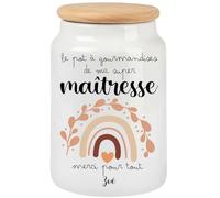 henrietteandco - Pot à Cookies Maîtresse Personnalisé avec Prénom | Cadeau Original Fin d’Année Scolaire | Boîte à Biscuits Hermétique en Céramique | Merci Maîtresse (Arc-en-ciel-2)