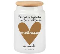 henrietteandco Pot à Cookies Maîtresse Personnalisé avec Prénom | Cadeau Original Fin d’Année Scolaire | Boîte à Biscuits Hermétique en Céramique | Merci Maîtresse