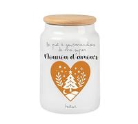 henrietteandco Pot à Cookies Nounou Personnalisé avec Prénom | Cadeau Original Fin de Contrat Crèche ou Remerciement | Boîte à Biscuits Hermétique Céramique | Merci Nounou (Coeur Sapin)