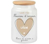 henrietteandco Pot à Cookies Nounou Personnalisé avec Prénom | Cadeau Original Fin de Contrat Crèche ou Remerciement | Boîte à Biscuits Hermétique Céramique | Merci Nounou