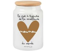 henrietteandco Pot à Cookies Nounou Personnalisé avec Prénom | Cadeau Original Fin de Contrat Crèche ou Remerciement | Boîte à Biscuits Hermétique Céramique | Merci Nounou (Coeur)