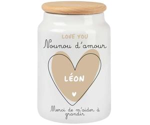 henrietteandco Pot à Cookies Nounou Personnalisé avec Prénom | Cadeau Original Fin de Contrat Crèche ou Remerciement | Boîte à Biscuits Hermétique Céramique | Merci Nounou