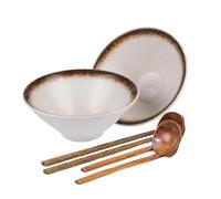 Henrrida Lot de 2 bols à ramen japonais en céramique de 700 ml avec baguettes et cuillères pour nouilles de riz, soupe et salade Udon Soba