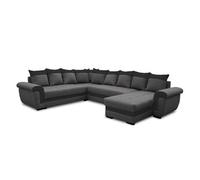 Bestmobilier - Canapé Panoramique d'angle Convertible avec Coffre Réversible Henry en Tissu - Canapé Lit - Grand Sofa XXL Gris 7 Places - Angle Droit - ou Gauche - Salon