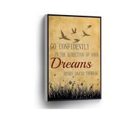 Henry David Thoreau Quote Canvas Print Go Confidently In The Direction Of Your Dreams Vintage Literary Wall Art(Unframed,08x12inch(20x30cm))