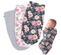 Henry Hunter Couverture Emmaillotage Bebe | Swaddle Simple et Confortable | Emmailloteuse Coton Extensible 0-3 Mois | Pack de 3 (Jardin | Rose | Bruyère Légère)