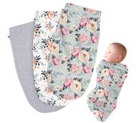 Henry Hunter The Simple Swaddle Lot de 3 Sacs à Langer, en Coton Doux et Extensible, pour Nouveau-né, de 0 à 3 Mois, Motif de Pivoine, Bouquet, chiné Clair