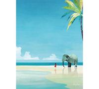 Henry Rivers Elephant Beach Impression sur toile Bleu 50 x 40 cm