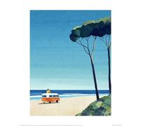 Henry Rivers Impression Van Life II (40 cm x 30 cm x 0,21 cm) (bleu/beige/vert), Bleu/beige/vert, 40cm x 30cm x 0.21cm