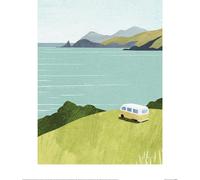 Henry Rivers - imprimé "Van Life" PM7313 (40 cm x 30 cm) (Grün/Blau/Grau)