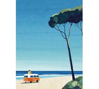 Henry Rivers - Leinwanddruck "Van Life II" PM10478 (50 cm x 40 cm) (Blau/Grün)