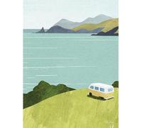Henry Rivers - Leinwanddruck "Van Life" PM6501 (50 cm x 40 cm) (Grün/Grau/Blau)