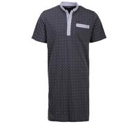 Henry Terre Chemise de nuit à manches courtes pour homme - Col montant avec poche poitrine à pois - Boutonnière - Taille M à 3XL
