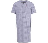 Henry Terre Chemise de nuit à manches courtes pour homme - Poche poitrine - Col rond - Boutonnière - M-XXL, gris, L