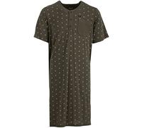 Henry Terre Chemise de nuit à manches courtes pour homme - Poche poitrine - Col rond - Boutonnière - M-XXL, olive, XL