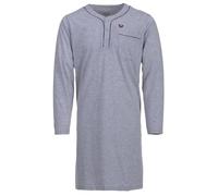 Henry Terre Chemise de nuit à manches longues pour homme - Couleur unie - Poche poitrine - Boutonnière - Taille M à 3XL, gris clair, L