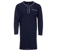 Henry Terre Chemise de nuit à manches longues pour homme - Couleur unie - Poche poitrine - Boutonnière - Taille M à 3XL, bleu marine, XXXL