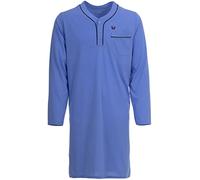 Henry Terre Chemise de nuit à manches longues pour homme - Couleur unie - Poche poitrine - Boutonnière - Taille M à 3XL, bleu, 3XL