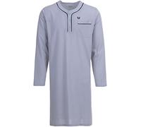 Henry Terre Chemise de nuit à manches longues pour homme - Couleur unie - Poche poitrine - Boutonnière - Taille M à 3XL, gris, XL