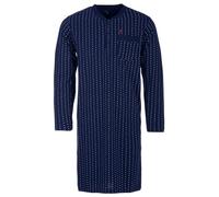 Henry Terre Chemise de nuit à manches longues pour homme - Motif rectangles - Poche poitrine - Boutonnière - M-2XL, bleu marine, L