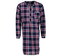 Henry Terre Chemise de nuit à manches longues pour homme - Motif tartan - Poche poitrine - Boutonnière - Taille M à 3XL - Coton mélangé, bleu, XXL