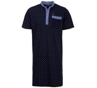 Henry Terre Chemise de nuit pour homme à manches courtes avec col montant à pois, poche de poitrine et boutonnière, taille M-3XL, bleu marine, XL