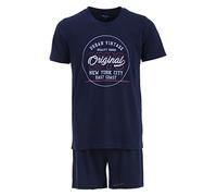 Henry Terre Ensemble pyjama pour homme 2 pièces Shorty Vintage Grande taille Coton, bleu marine, XXXXL