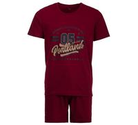 Henry Terre Lot de 2 pyjamas pour homme - Shorty Oregon Portland - Grande taille - Coton - Couleur : bordeaux - Taille : 5XL, bordeaux, XXXXXL