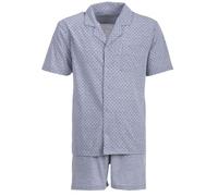 Henry Terre Karl Pyjama shorty pour homme avec motif croisé Ensemble pyjama en coton boutonné et t-shirt à manches courtes Design élégant Pyjama d'été, gris clair, L