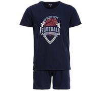 Henry Terre Pyjama shorty Paul Football pour homme - Taille M à 5XL - En coton - T-shirt à manches courtes - Design sportif - Pyjama d'été, bleu marine, L