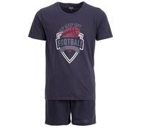 Henry Terre Pyjama shorty Paul Football pour homme - Taille M à 5XL - En coton - T-shirt à manches courtes - Design sportif - Pyjama d'été, anthracite, 5XL