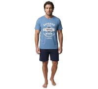 Henry Terre Pyjama shorty vintage bleu pour homme 2 pièces M à 5XL en coton