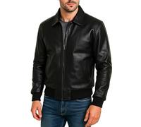Henry Winkler Happy Days Arthur Fonzie Blouson bomber en cuir pour homme Noir, Noir , M