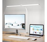 Hensam Lampe de Bureau LED Puissante, Dimmable Lampe Architecte à Pince, 5 Modes de Couleur, Protection Yeux Lumière Bureau Tactile Contrôle pour PC Travail, Étude, Blanc