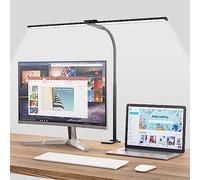 Hensam Lampe de Bureau LED Puissante,Dimmable Lampe Architecte à Pince 64CM | 5 Modes de Couleur, Protection Yeux Lumière Bureau Tactile Contrôle pour PC Travail, Étude, Noir
