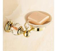Hensftods Porte-savon en céramique avec cristal en laiton pour salle de bain, décoration d'intérieur, accessoires de salle de bain Doré
