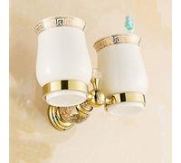 Hensftods Porte-serviettes en laiton massif doré avec crochet pour peignoir, porte-savon, porte-serviette, porte-gobelet, accessoires de salle de bain double