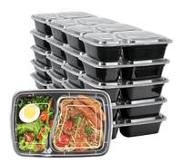 HENSHOW 2 Compartiment Boite Repas Lot de 20Pcs, 1000L Prime Réutilisable Sans BPA Boite à Lunch Micro Onde, Congélateur et Lave-vaisselle Sûr