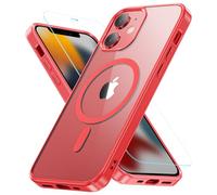 Hensinple Coque de protection magnétique pour iPhone 12 Mini 5,4", avec verre de protection blindé, compatible avec MagSafe, anti-chocs, protection militaire complète, pour iPhone 12 Mini - Rouge