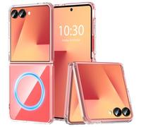 Hensinple Coque de protection pour Samsung Galaxy Z Flip 7, compatible avec MagSafe et chargeur, protection militaire, anti-jaune, antidérapante, anti-rayures et ultra fine, à rabat 7, transparente